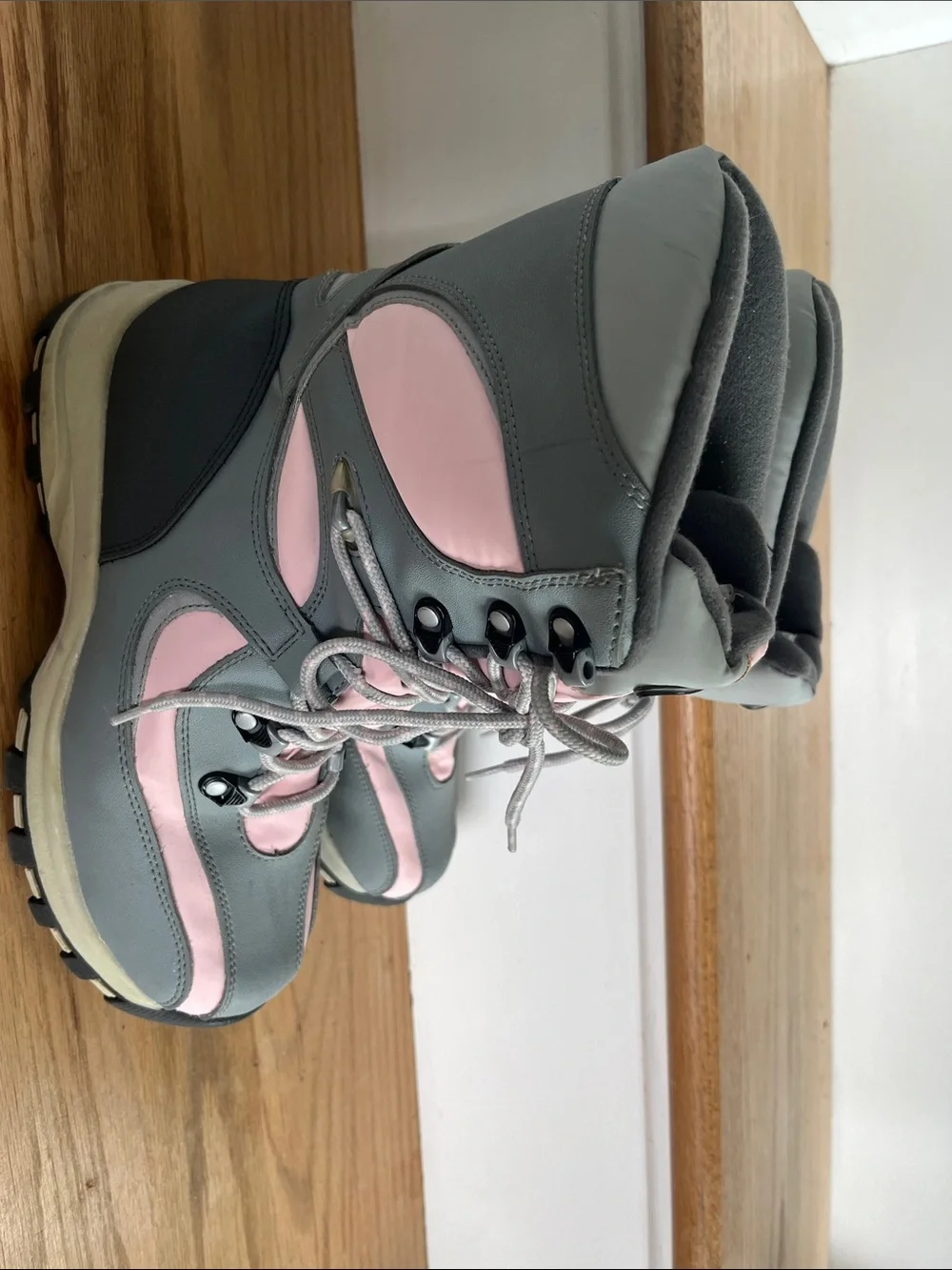 Athletech Pink and Gray Women's Lace-Up Winter Boots